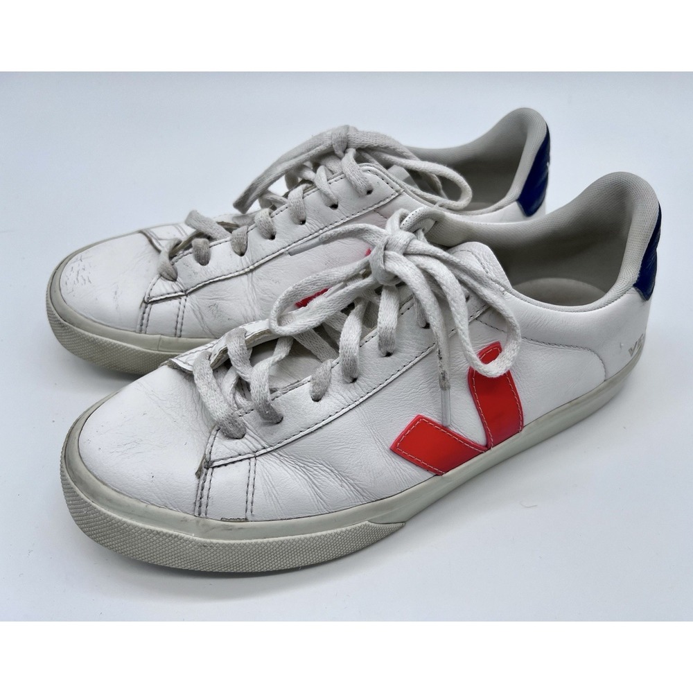Veja Campo Shoes Mens SIze 9.5 Sneakers White Orange Leather‎